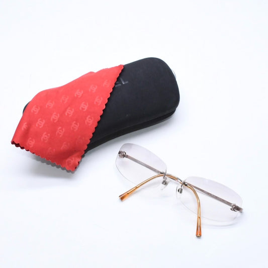 Chanel Rimless Side CC Logo Sunglasses Gradient Lens Silver Frame Eyewear