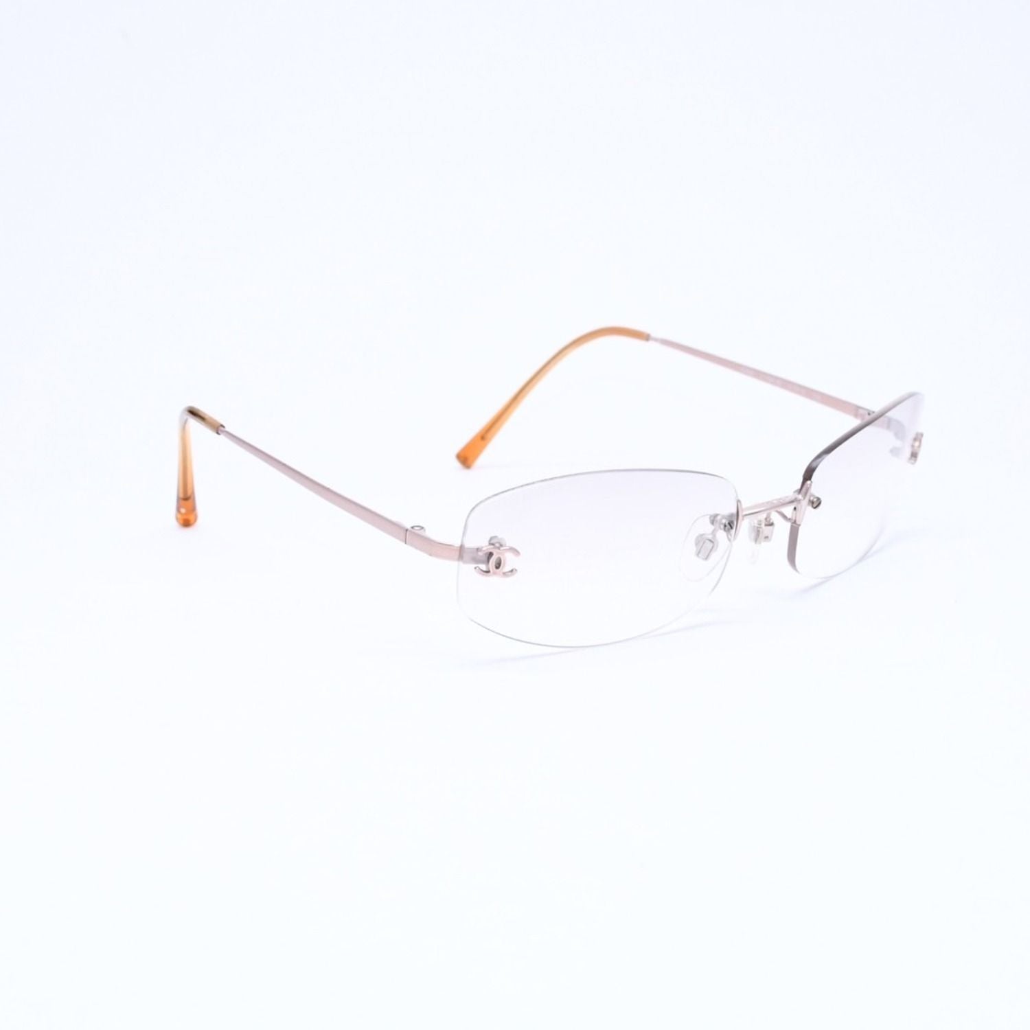 Chanel Rimless Side CC Logo Sunglasses Gradient Lens Silver Frame Eyewear — view 4