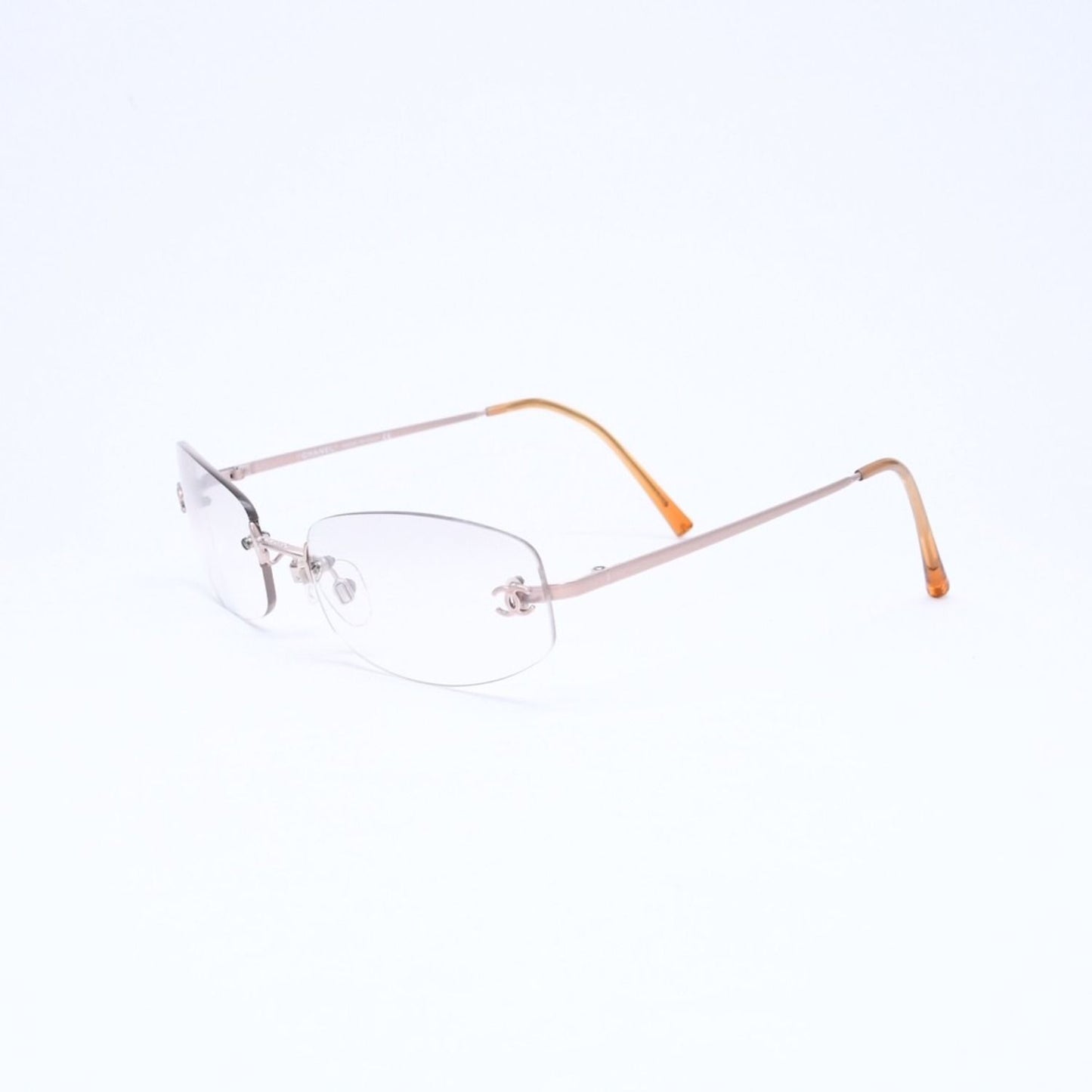 Chanel Rimless Side CC Logo Sunglasses Gradient Lens Silver Frame Eyewear — view 3