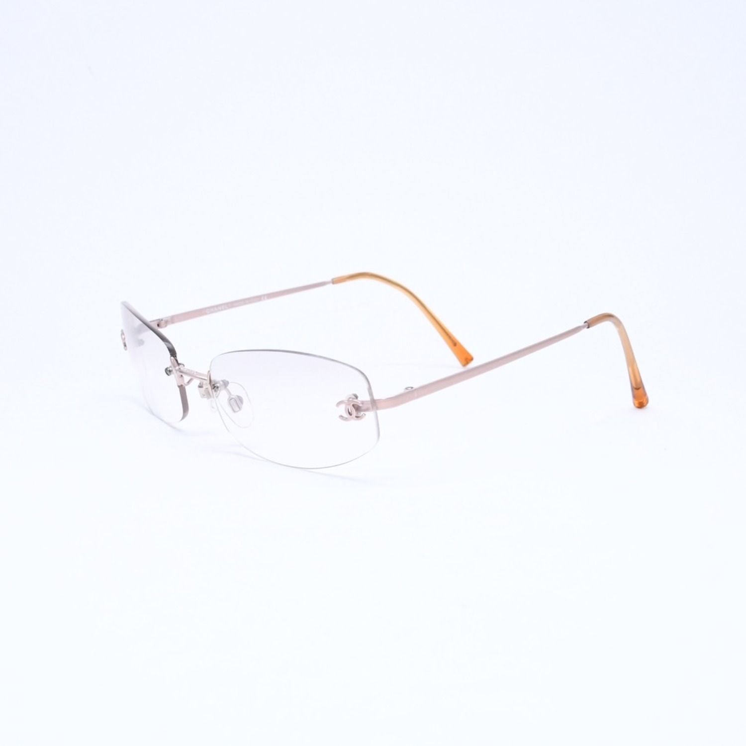 Chanel Rimless Side CC Logo Sunglasses Gradient Lens Silver Frame Eyewear — view 3