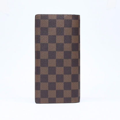 Louis Vuitton Damier Portefeuille Brazza Wallet Leather Brown Gold — view 3