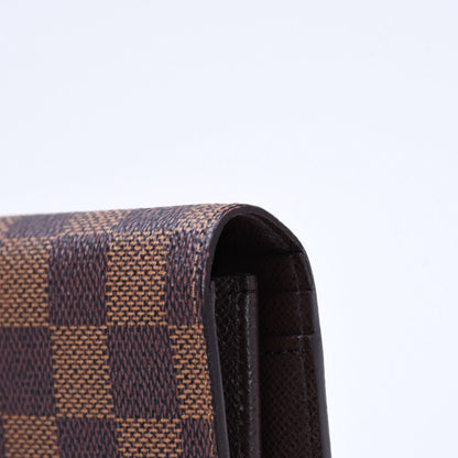 Louis Vuitton Damier Portefeuille Brazza Wallet Leather Brown Gold — view 4