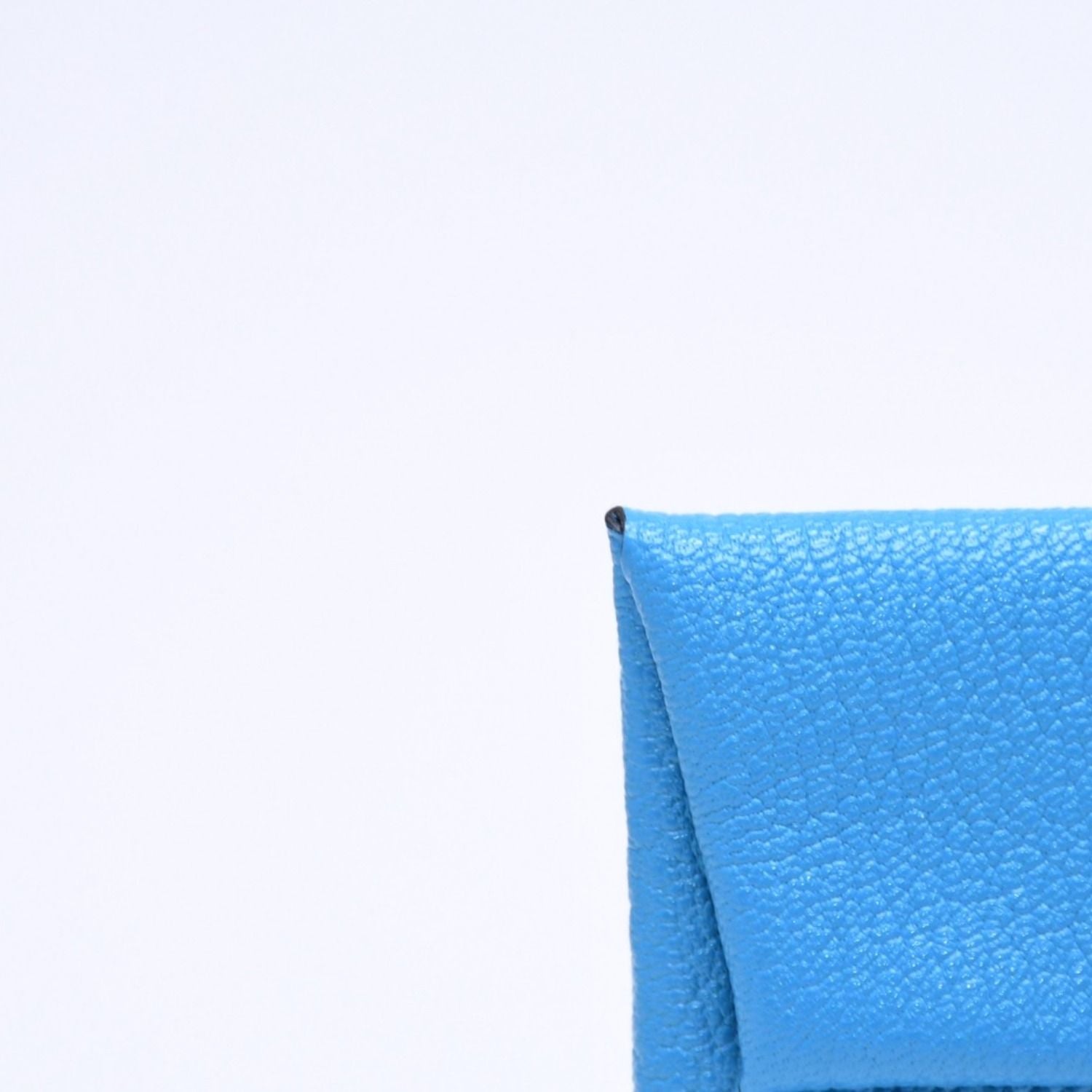 Hermes Bastia Coin Purse Wallet New Blue Jean Chevre — view 5