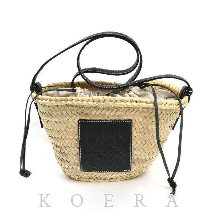 Loewe Drawstring Bucket Bag Natural Black