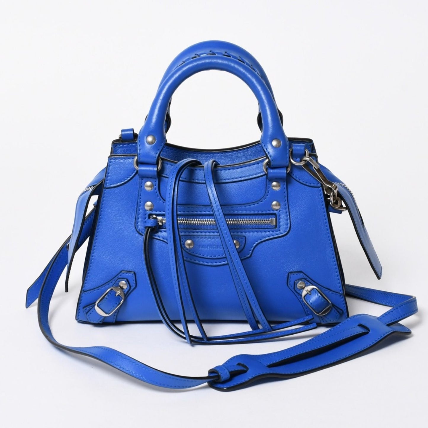 Balenciaga 2-Way Shoulder Bag Neo Classic Mini City Blue Silver
