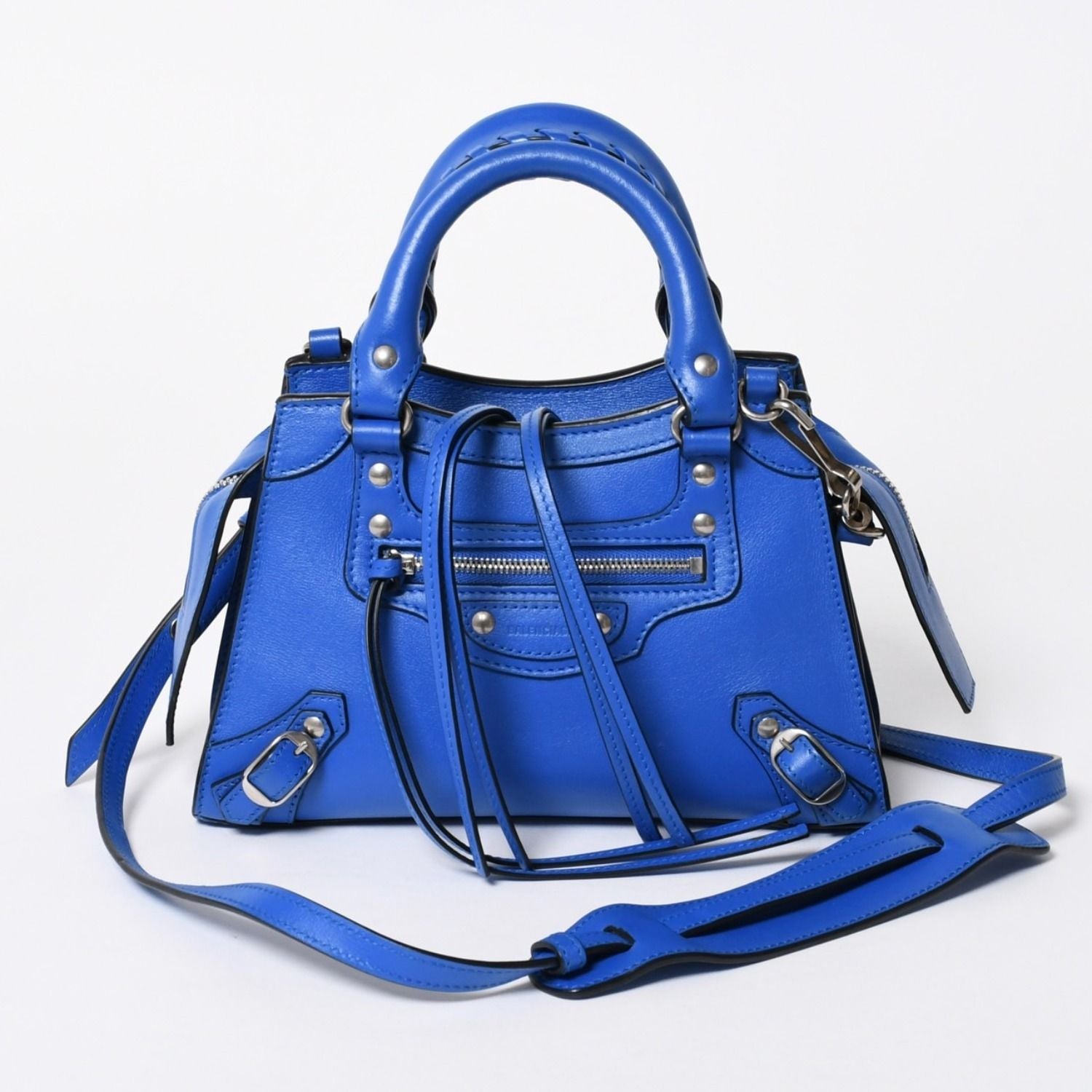 Balenciaga 2-Way Shoulder Bag Neo Classic Mini City Blue Silver
