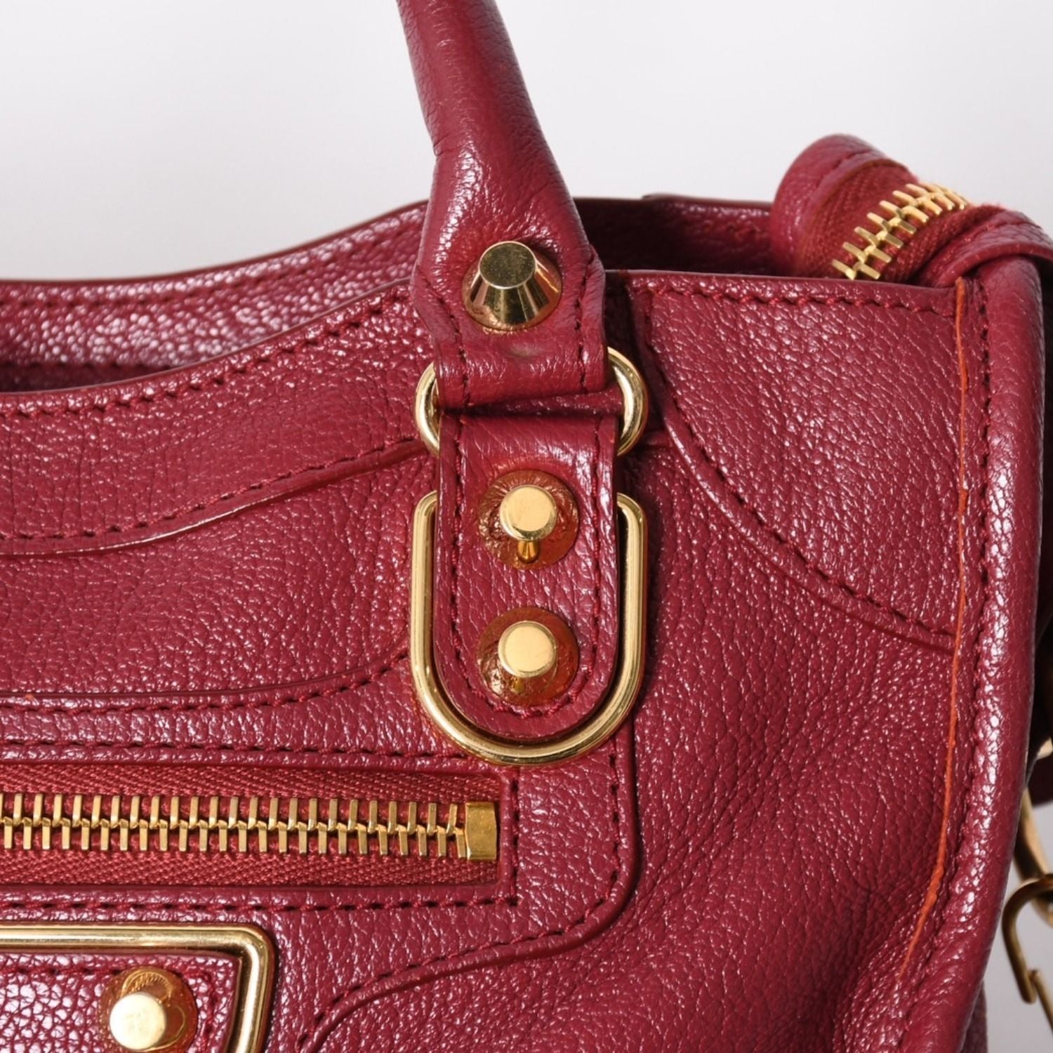 Balenciaga Classic Metallic Edge Mini City 2-Way Shoulder Bag Bordeaux Gold — view 5