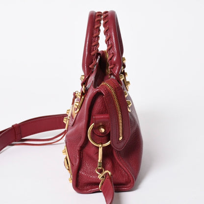 Balenciaga Classic Metallic Edge Mini City 2-Way Shoulder Bag Bordeaux Gold — view 4