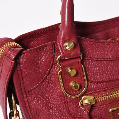 Balenciaga Classic Metallic Edge Mini City 2-Way Shoulder Bag Bordeaux Gold — view 6