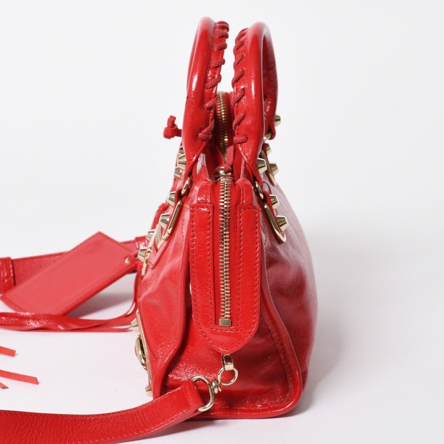 Balenciaga Classic Mini City 2-Way Shoulder Bag Red Gold — view 4