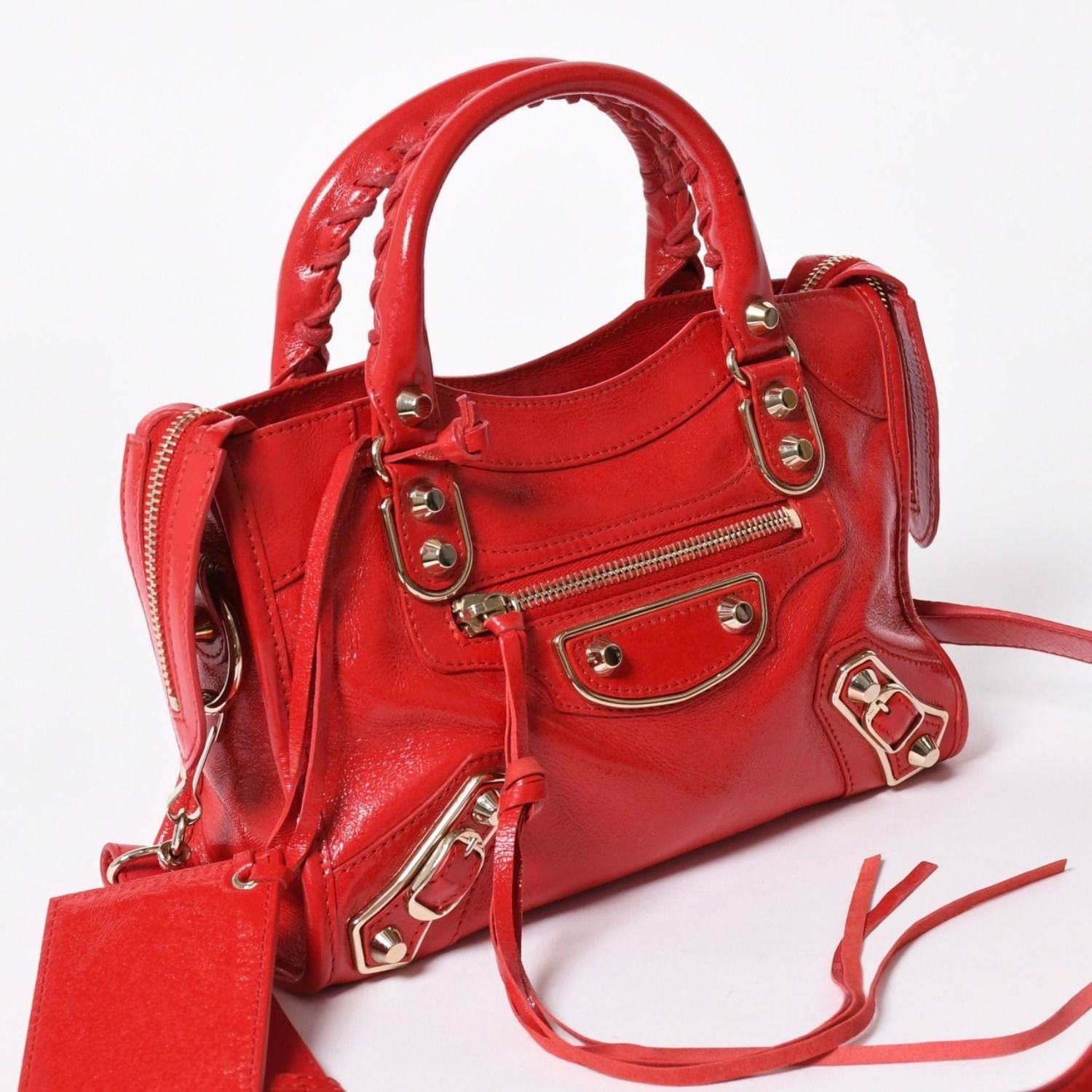 Balenciaga Classic Mini City 2-Way Shoulder Bag Red Gold — view 3