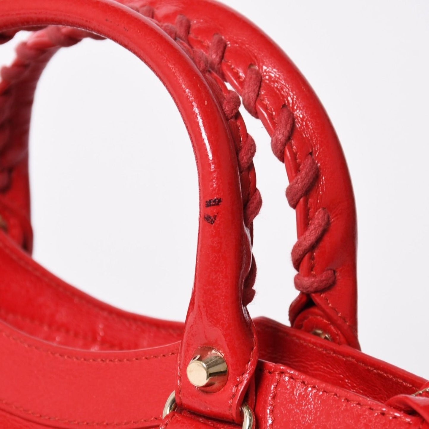 Balenciaga Classic Mini City 2-Way Shoulder Bag Red Gold — view 7