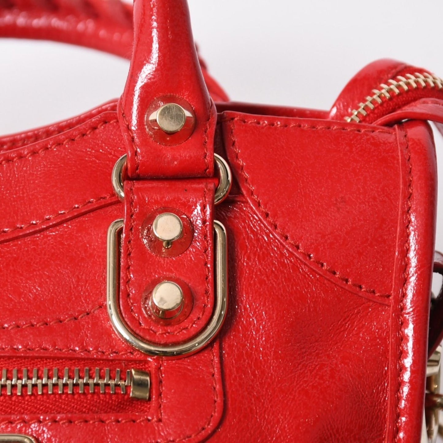 Balenciaga Classic Mini City 2-Way Shoulder Bag Red Gold — view 5