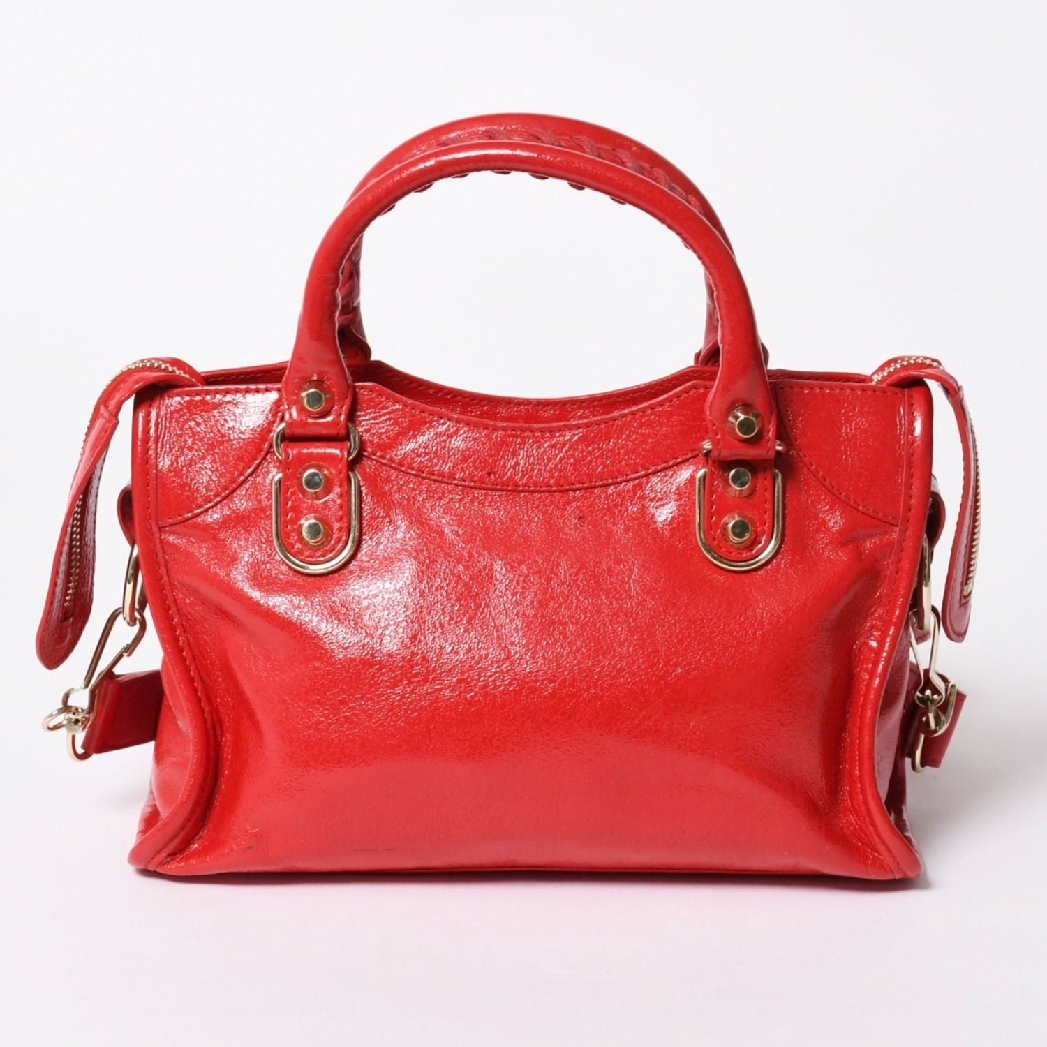 Balenciaga Classic Mini City 2-Way Shoulder Bag Red Gold — view 2