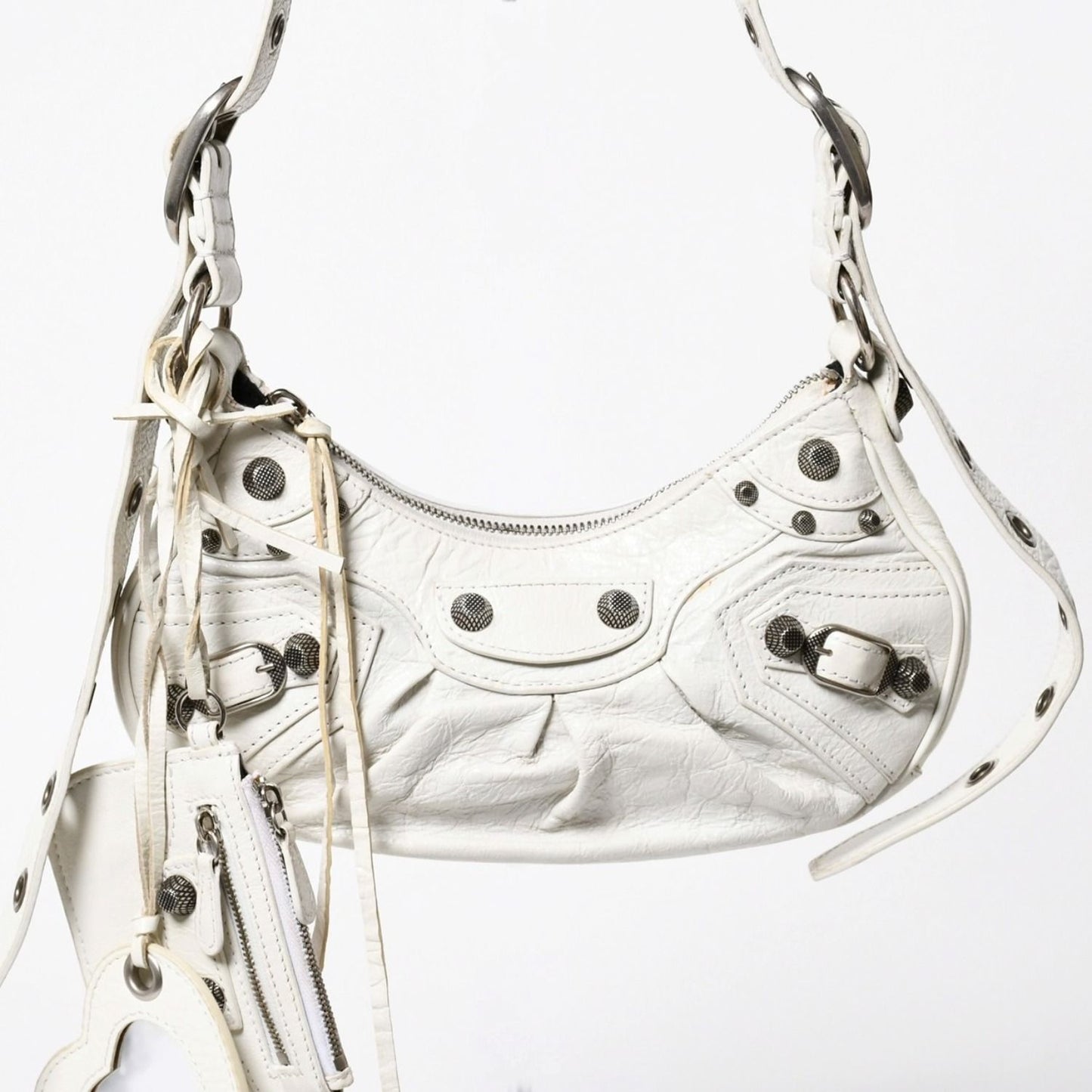 Balenciaga Shoulder Bag le Cagole White Ivory Leather — view 2