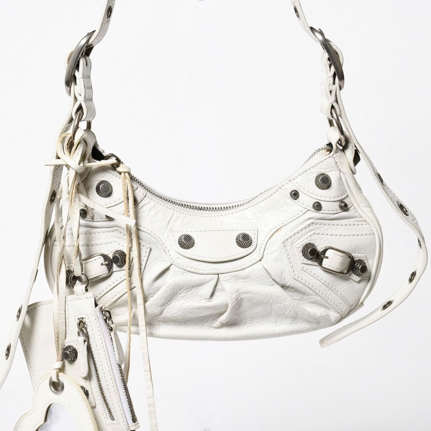 Balenciaga Shoulder Bag le Cagole White Ivory Leather — view 2