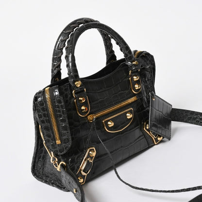 Balenciaga Classic Metal Edge City 2-Way Shoulder Bag Gray Gold — view 3