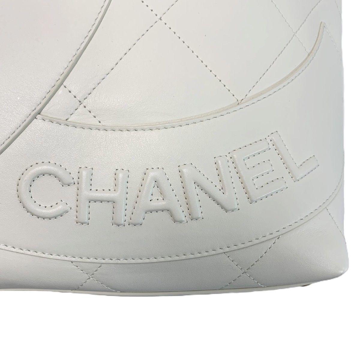 Chanel Maxi Shopping Quilted White Large Tote Bag — view 3