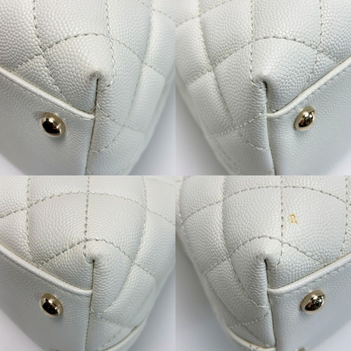 Chanel Coco Handle 29 Quilted White 2-Way Bag Caviar Leather CC Logo — view 6