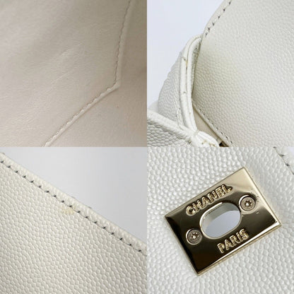 Chanel Coco Handle 29 Quilted White 2-Way Bag Caviar Leather CC Logo — view 4