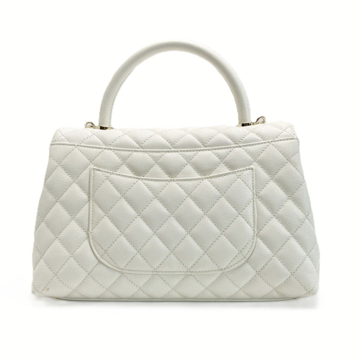 Chanel Coco Handle 29 Quilted White 2-Way Bag Caviar Leather CC Logo — view 2