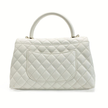 Chanel Coco Handle 29 Quilted White 2-Way Bag Caviar Leather CC Logo — view 2