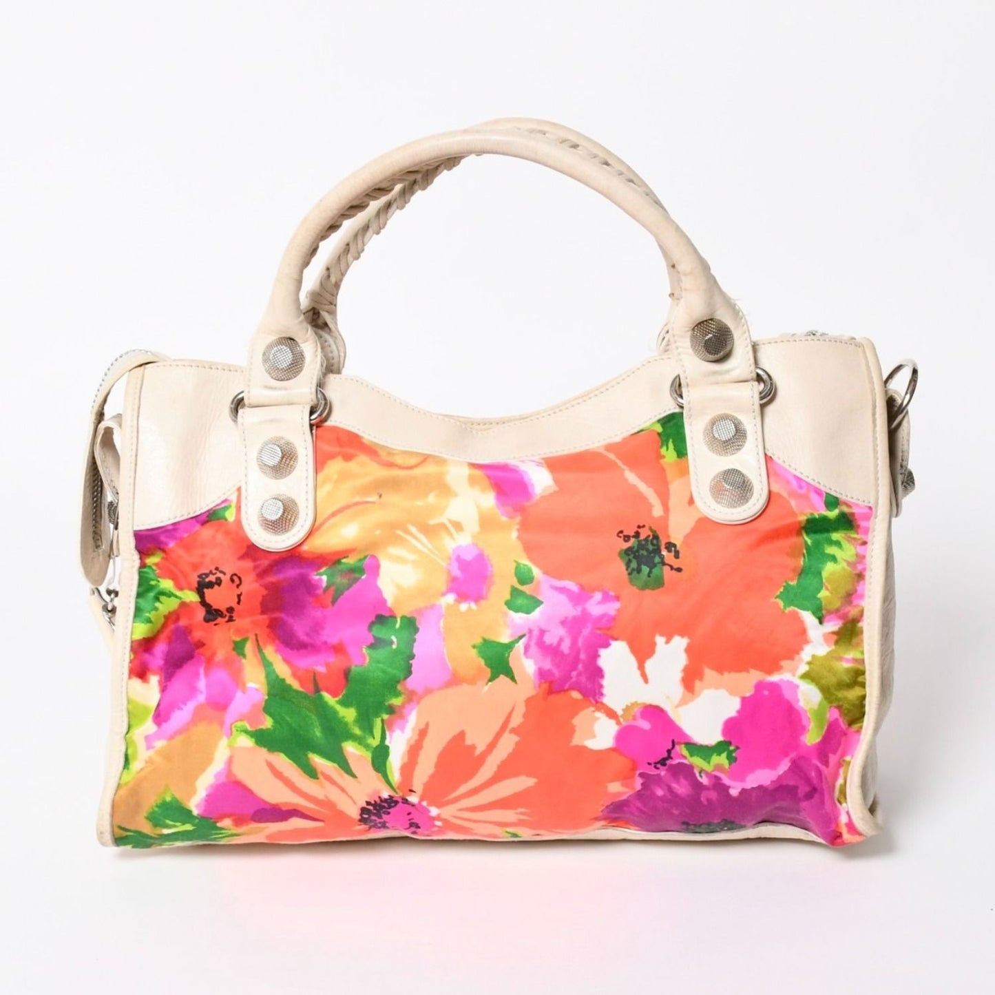 Balenciaga the Giant City Shoulder Bag Leather White Multicolor Floral Pattern — view 2