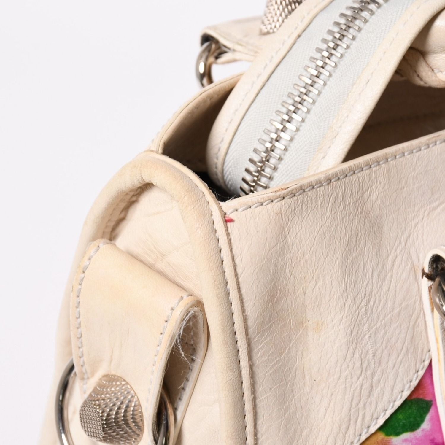 Balenciaga the Giant City Shoulder Bag Leather White Multicolor Floral Pattern — view 4