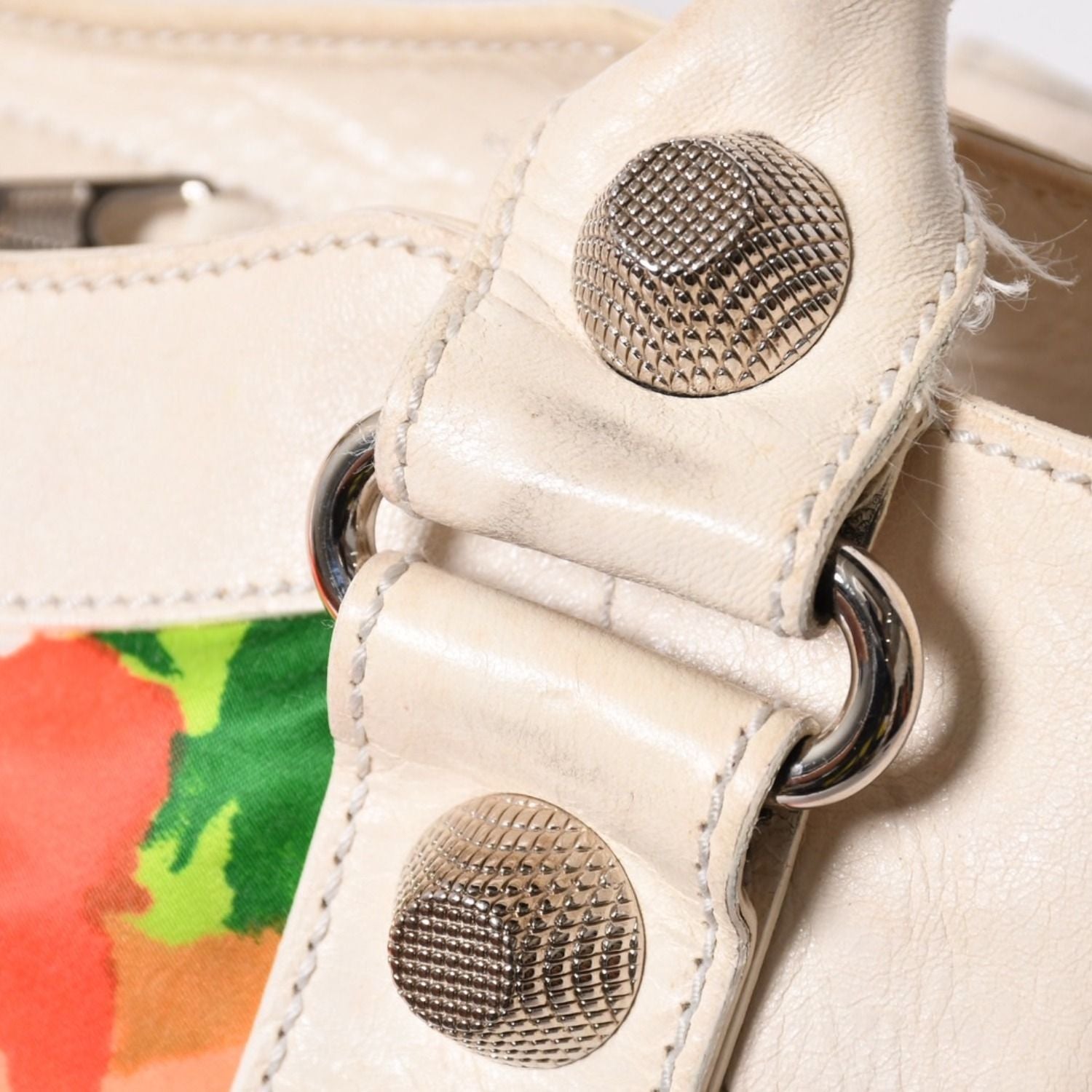 Balenciaga the Giant City Shoulder Bag Leather White Multicolor Floral Pattern — view 8