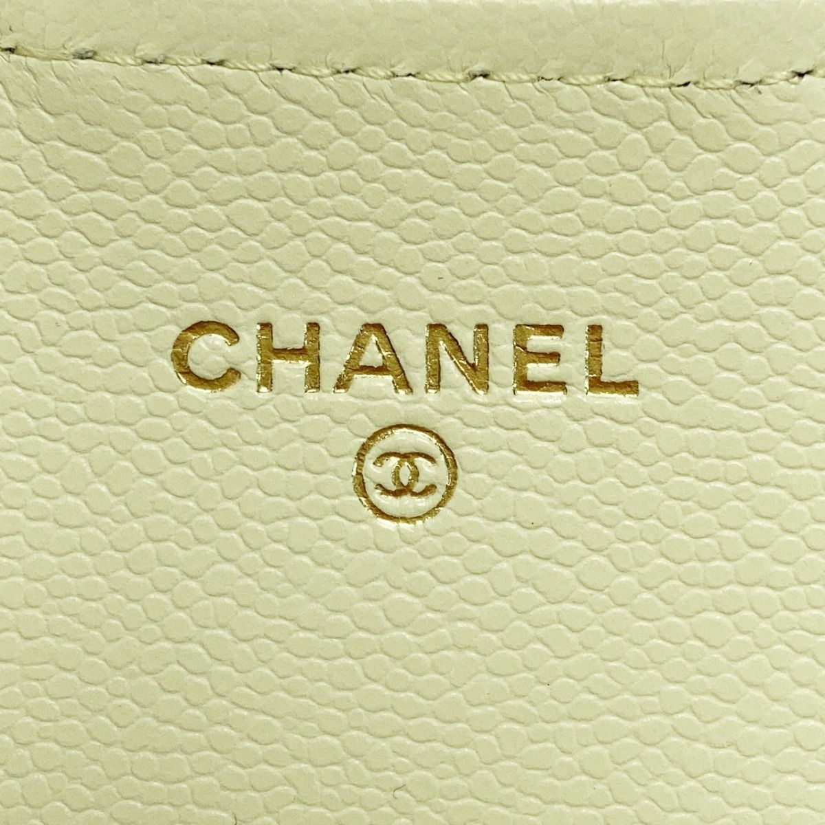 Chanel Quilted Classic Flap Wallet Light Yellow CC Logo Caviar Leather — view 4