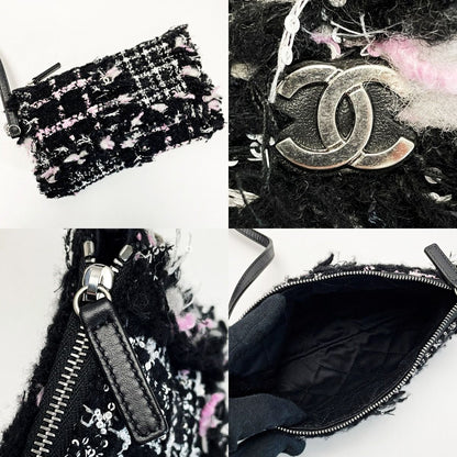 Chanel 22 Black Pink Shoulder Bag Tweed Silver — view 7