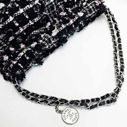Chanel 22 Black Pink Shoulder Bag Tweed Silver — view 4