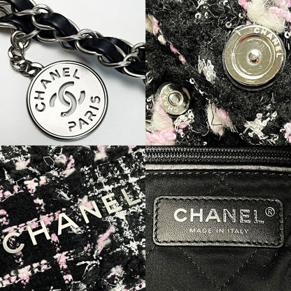 Chanel 22 Black Pink Shoulder Bag Tweed Silver — view 5