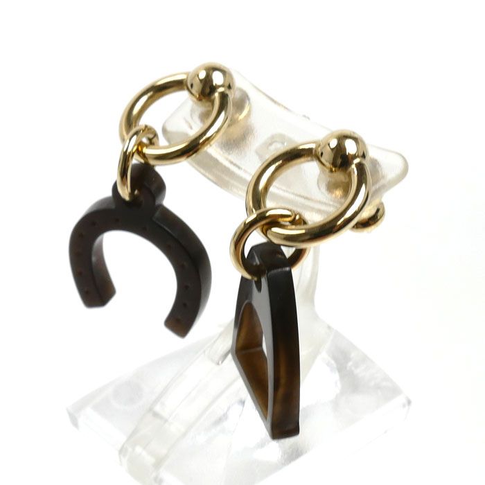 Hermes Buffalo Horn Amulette Equestre Earrings — view 2