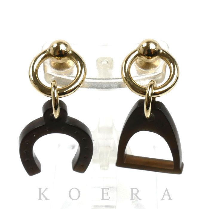 Hermes Buffalo Horn Amulette Equestre Earrings