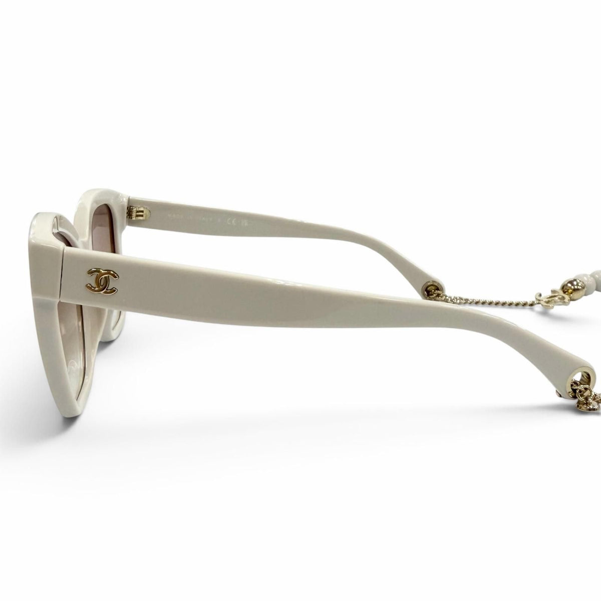 Chanel CC Logo Ball Chain Sunglasses Light Beige Eyewear — view 4