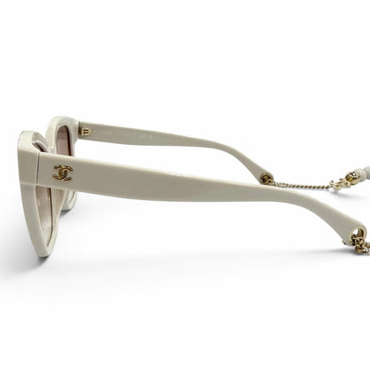 Chanel CC Logo Ball Chain Sunglasses Light Beige Eyewear — view 4