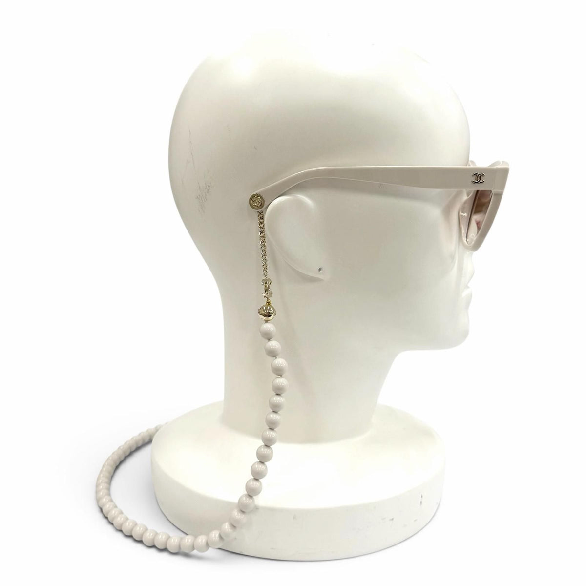 Chanel CC Logo Ball Chain Sunglasses Light Beige Eyewear — view 3