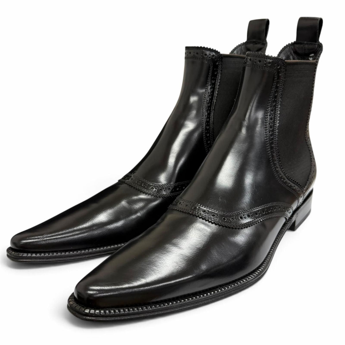 Dolce & Gabbana Leather Perforation Side Gore Chelsea Boots Ankle 6.5