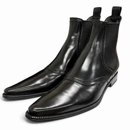 Dolce & Gabbana Leather Perforation Side Gore Chelsea Boots Ankle 6.5