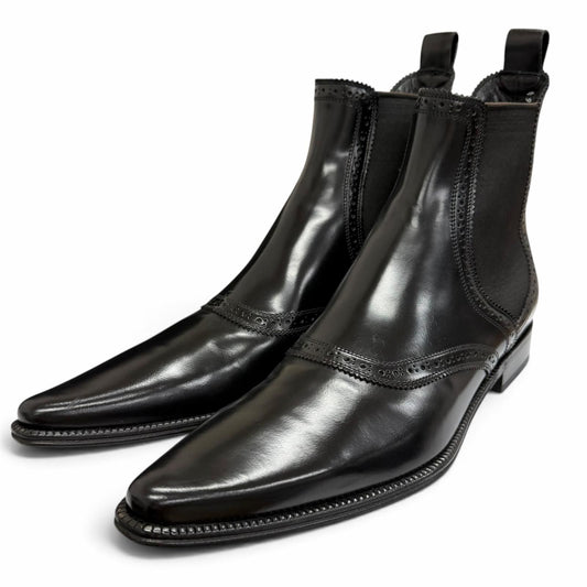 Dolce & Gabbana Leather Perforation Side Gore Chelsea Boots Ankle 6.5