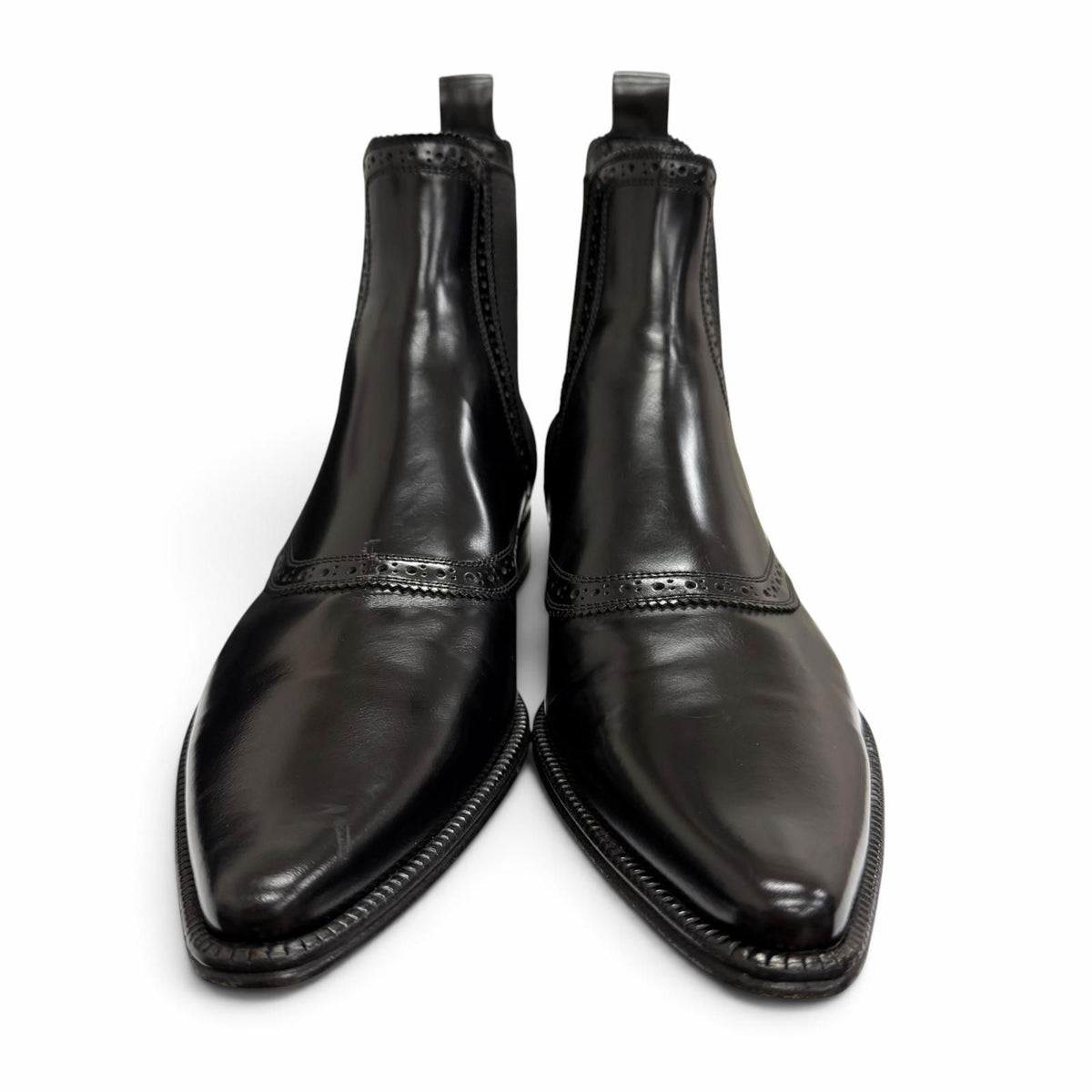 Dolce & Gabbana Leather Perforation Side Gore Chelsea Boots Ankle 6.5 — view 3