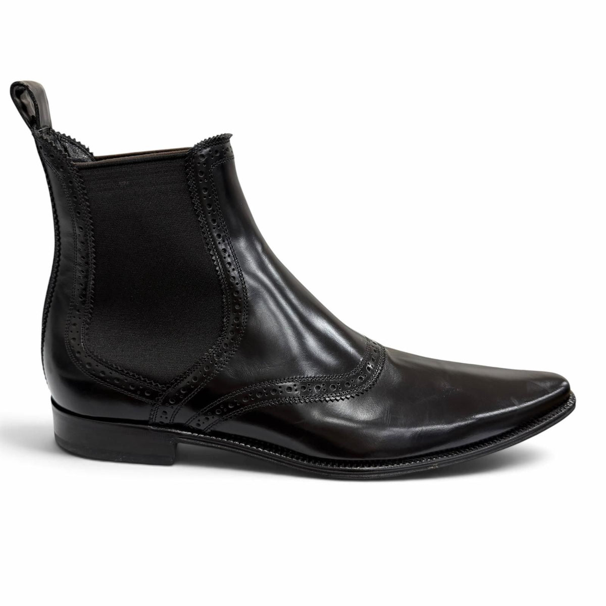 Dolce & Gabbana Leather Perforation Side Gore Chelsea Boots Ankle 6.5 — view 7