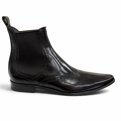 Dolce & Gabbana Leather Perforation Side Gore Chelsea Boots Ankle 6.5 — view 7