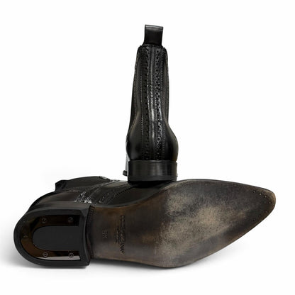 Dolce & Gabbana Leather Perforation Side Gore Chelsea Boots Ankle 6.5 — view 5