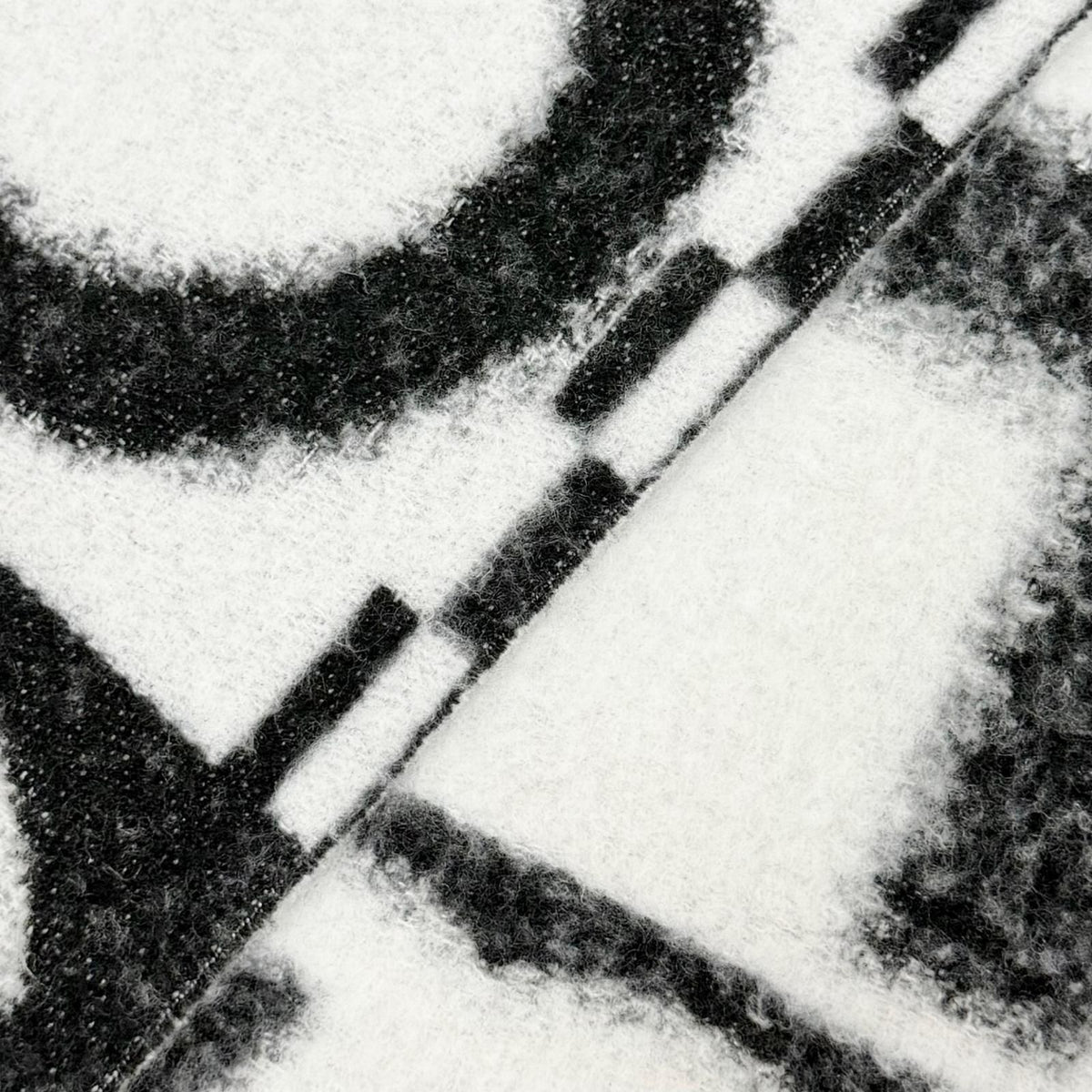 Chanel Cashmere Silk CC Logo Design Fringe Scarf White Black — view 4