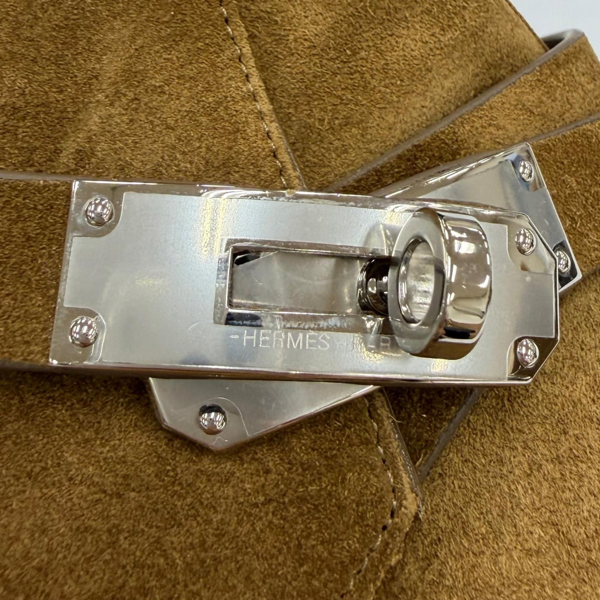 Hermes Veo Silver Kelly Buckle Shearling Short Boots Brown Box Protection — view 8