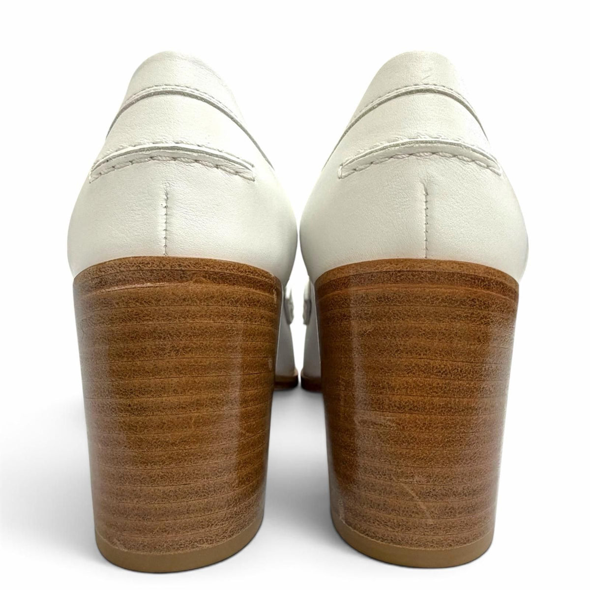 Hermes Elysee 70 Constance Silver Leather Pumps Chunky Heel White — view 4