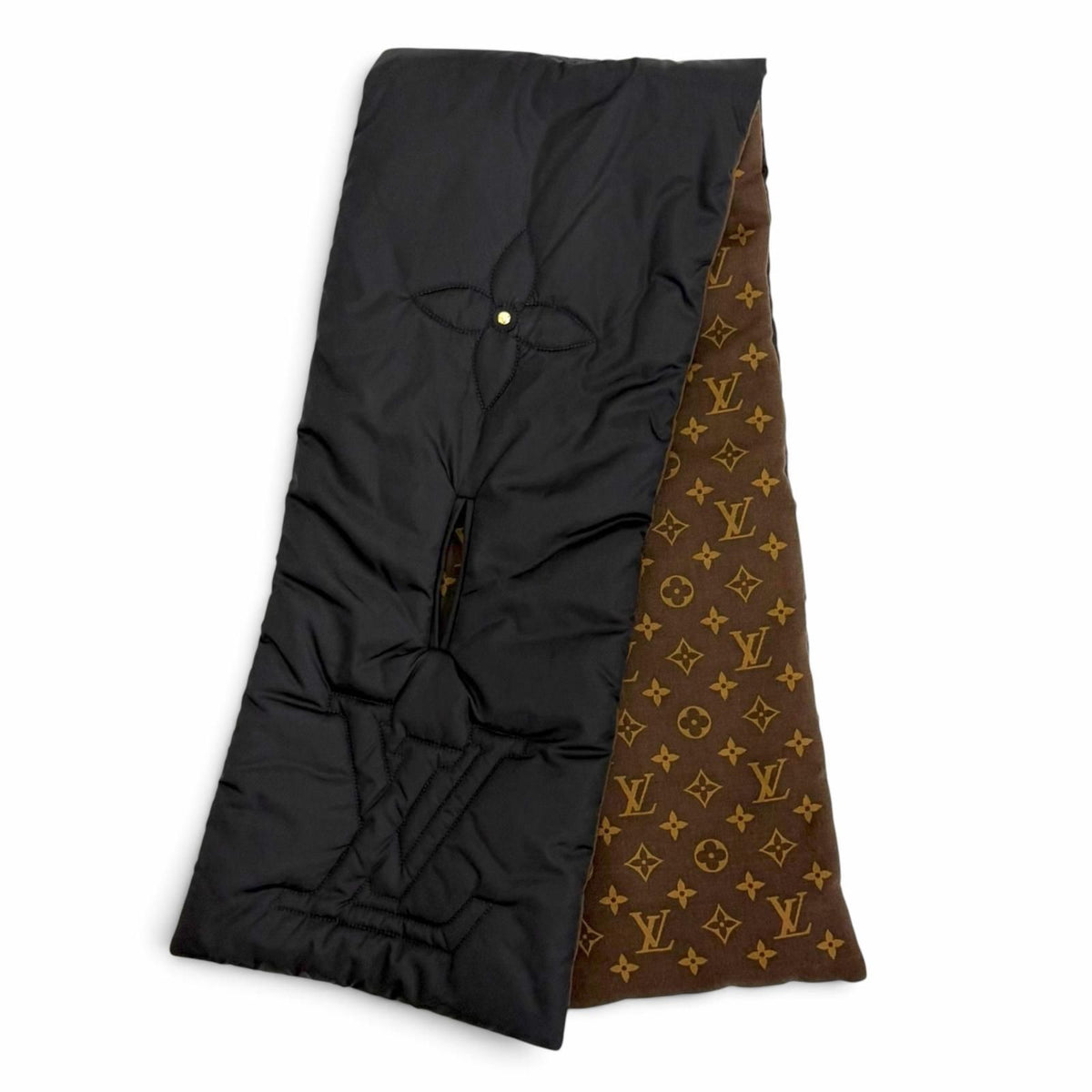 Louis Vuitton Echarpe Pillow Monogram LV Stitch Scarf Black Brown