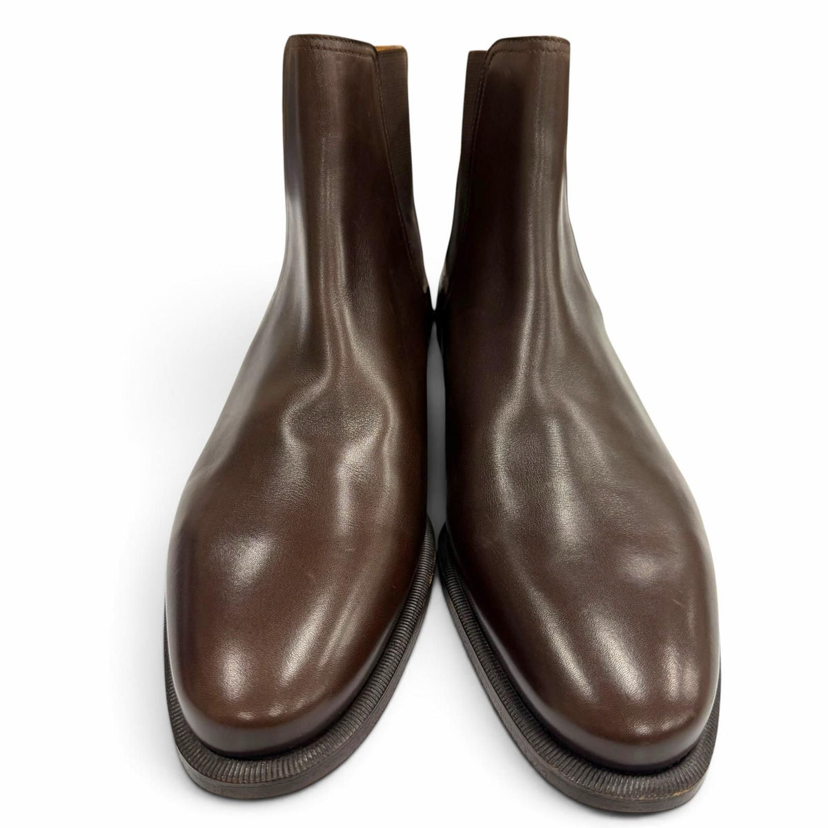 Hermes Leather Side Gore Chelsea Boots Short Dark Brown — view 3